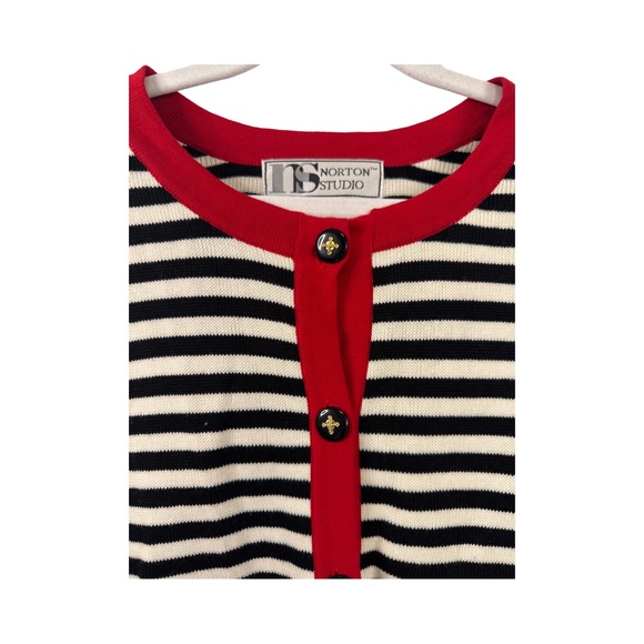 VTG Norton Studio Nautical Button Front Cardigan Long Sleeve Size Large - Picture 2 of 8